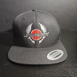 Journey‎ Yupoong The Authentic Snapback Cap OSFA Black Flat Bill Band Logo Music